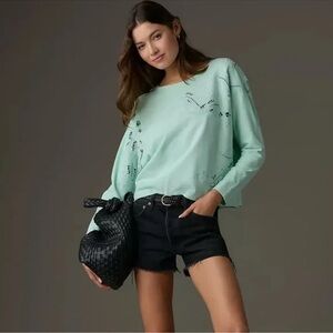 💚🍉🧑‍🎤Anthropologie Turquoise Sweatshirt 🧑‍🎤🍉💚